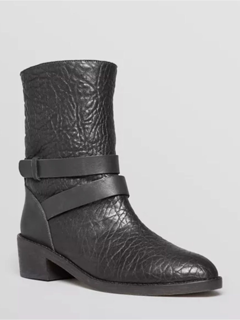EUC - Loeffler Randall Black Textured Leather booties - size 9.5 or EU 40.5